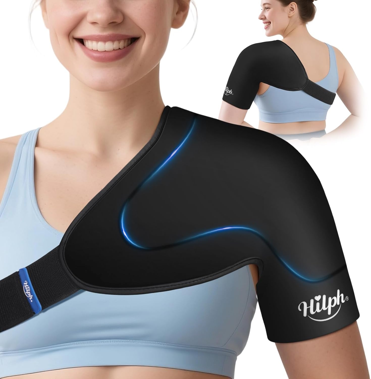 Shoulder Ice Pack Wrap for Rotator Cuff & Arm, Double-Layer Gel Shoulder Cold Therapy Wrap with Compression for Targeted Area, Easy to Put on & Take Off, Flexible Fit for Men & Women, Medium